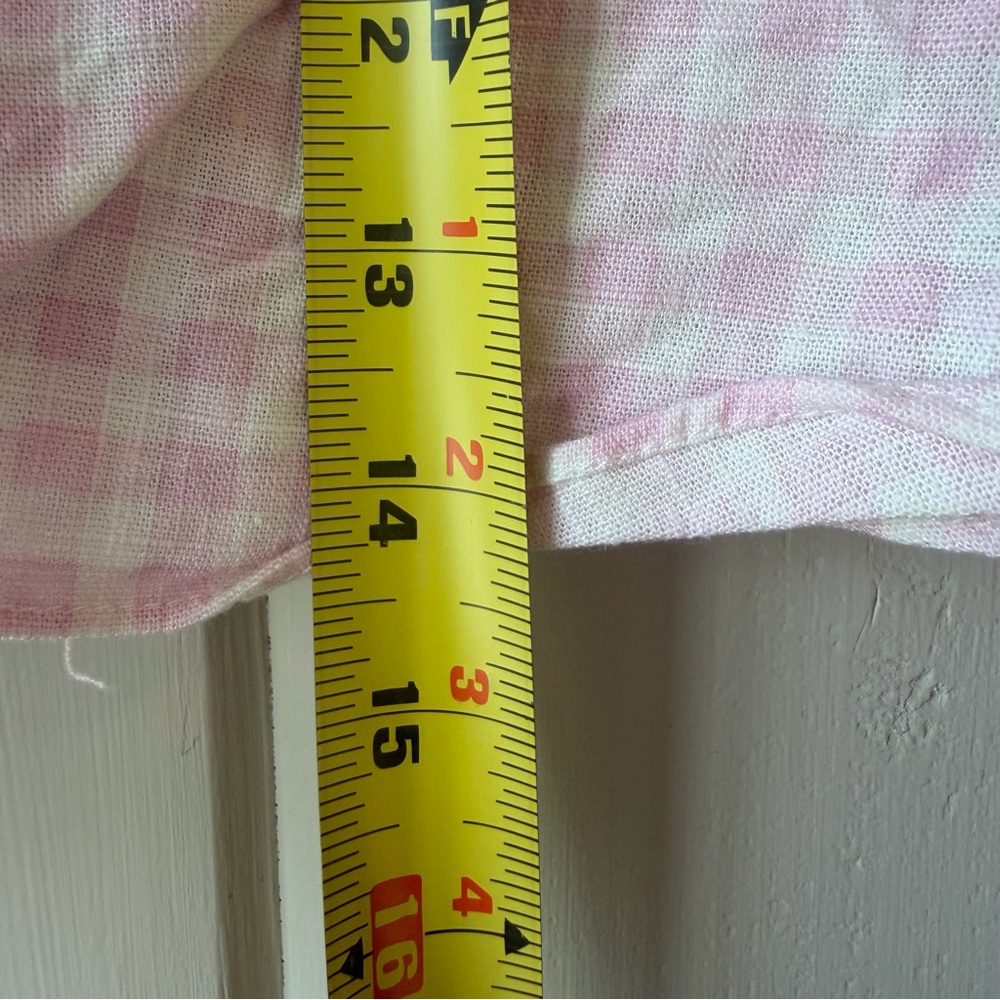 Draper James Pink Gingham Square-Neck Peplum Blouse, Size XL, Like New - Picture 7 of 7